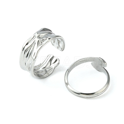 8Pcs 8 Style Whale Tail & Wave & Flower & Vortex & Snake Stainless Steel Open Cuff Ring Set RJEW-FS0001-02-1