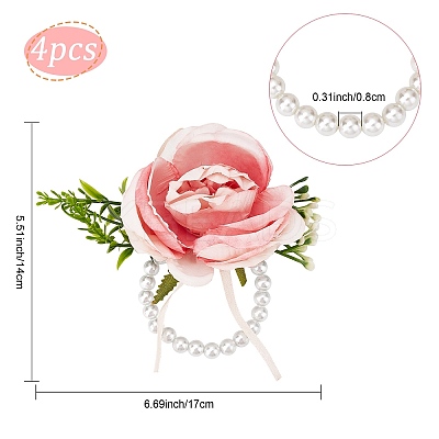 4Pcs Silk Wrist Corsage AJEW-CP0001-63-1