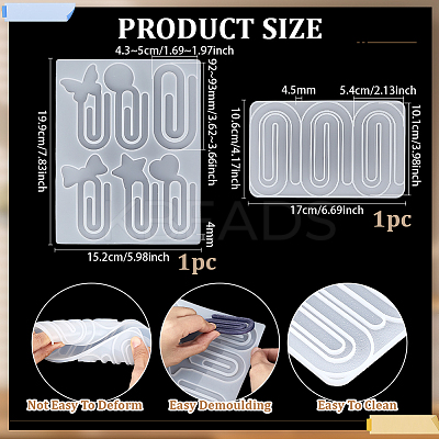 2Pcs 2 Styles Silicone Bookmark Molds DIY-PH0035-08-1