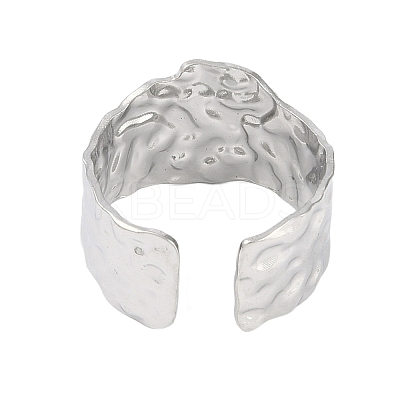 Non-Tarnish 304 Stainless Steel Textured Open Cuff Rings LS-RJEW-C095-08C-P-1