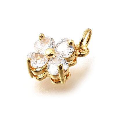 Brass Micro Pave Cubic Zirconia Pendants KK-V008-11G-04-1