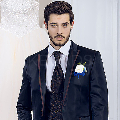 2Pcs Silk Cloth Flower Boutonniere Brooch JEWB-CP0001-42-1