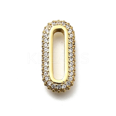 Brass Micro Pave Clear Cubic Zirconia Oval Linking Rings KK-Z093-43G-1