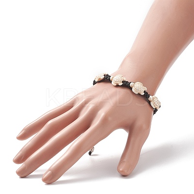 Synthetic Turquoise(Dyed) Tortoise Braided Bead Bracelet for Women BJEW-TA00225-02-1