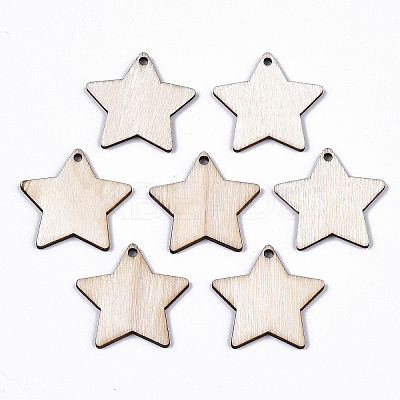 Unfinished Natural Poplar Wood Pendants LS-WOOD-S045-107-1