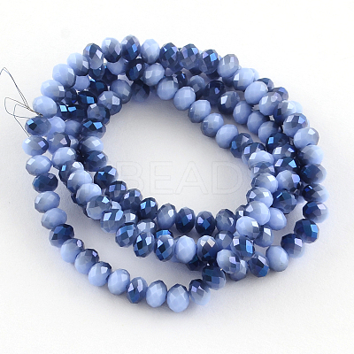 Electroplate Glass Faceted Rondelle Bead Strands X-EGLA-Q055-8mm-11-1