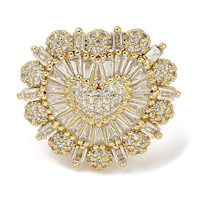 Rack Plating Brass Micro Pave Cubic Zirconia Cuff Finger Rings for Women RJEW-C114-21A-G-1