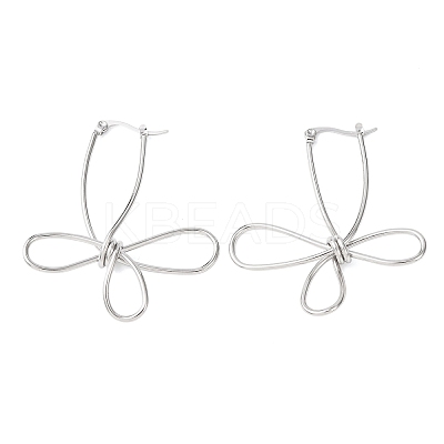 Hollow Flower 201 Stainless Steel Hoop Earrings EJEW-P337-01P-1