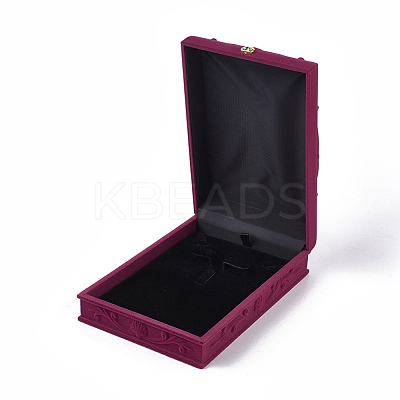 Rose Flower Pattern Velvet Jewelry Set Boxes VBOX-O003-02-1