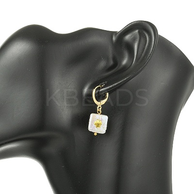 Natural Pearl & Alloy Hoop Earrings EJEW-JE07022-1