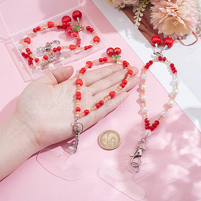 4Pcs 2 Style Glass & Acrylic Mobile Straps HJEW-HY00113-1
