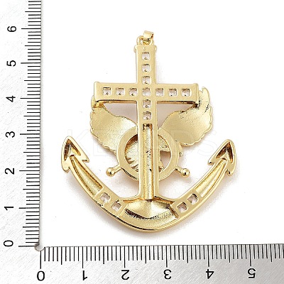 Rack Plating Brass Micro Pave Clear Cubic Zirconia Pendants KK-Z064-08G-1