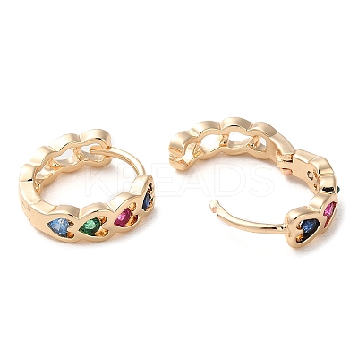 Rack Plating Brass Micro Pave Colorful Cubic Zirconia Hoop Earrings for Women LS-EJEW-P238-06KCG-1