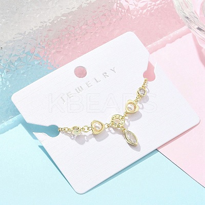 Brass Micro Pave Clear Cubic Zirconia Charm Bracelets for Women BJEW-C083-01A-G-1