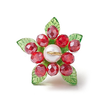 Glass with Round Shell Pearl and Acrylic Charms Pendants PALLOY-MZ00647-01-1