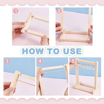 AHADEMAKER 1 Set Wood Doll Garment Rack Sets DJEW-GA0001-37-1