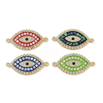 Rack Plating Brass Micro Pave Clear Cubic Zirconia Horse Eye Connector Charms KK-U032-27G-1