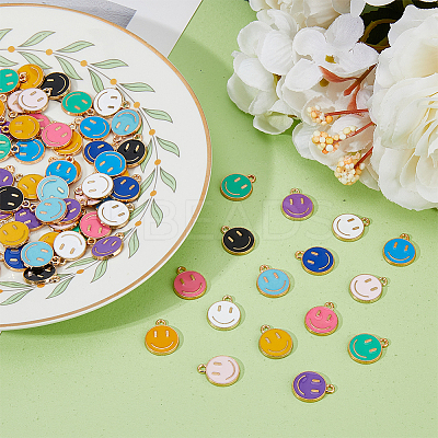 96Pcs 12 Colors Alloy Enamel Charms ENAM-FH0001-60-1