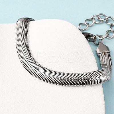 304 Stainless Steel Herringbone Chains Bracelets for Women BJEW-P361-01P-1
