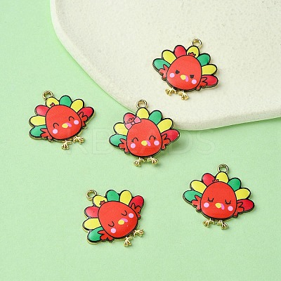 10Pcs 5 Style Cute Printed Alloy Pendants ENAM-YW0003-46B-1