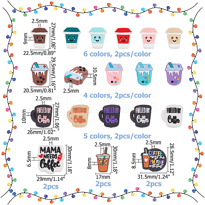 36Pcs 18 Styles PVC Cartoon Drink Teether Silicone Beads PVC-HS0001-02-1