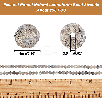 Faceted Round Natural Labradorite Bead Strands G-AR0002-72-1