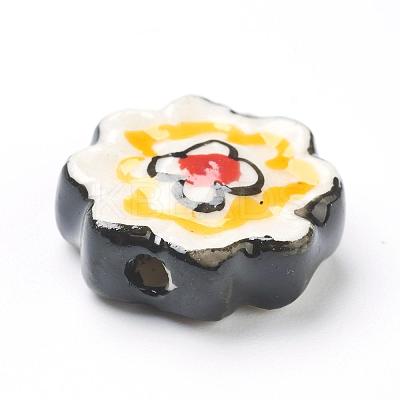 Handmade Porcelain Flower Beads Strands PORC-G006-14B-1