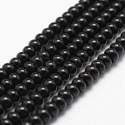 Natural Black Onyx Beads Strands G-P161-19-6x4mm-1