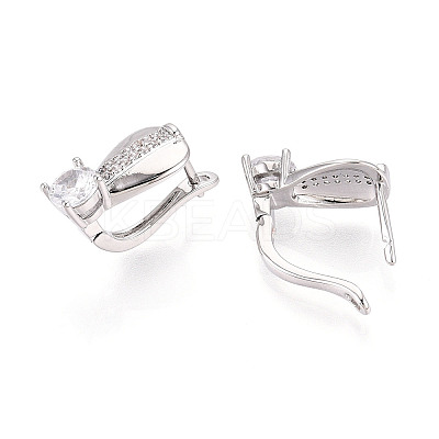 Brass Micro Pave Cubic Zirconia Teardrop Hoop Earrings EJEW-T048-35P-1