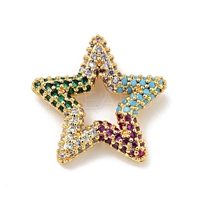 Rack Plating Brass Micro Pave Cubic Zirconia Linking Rings KK-D078-02G-04-1