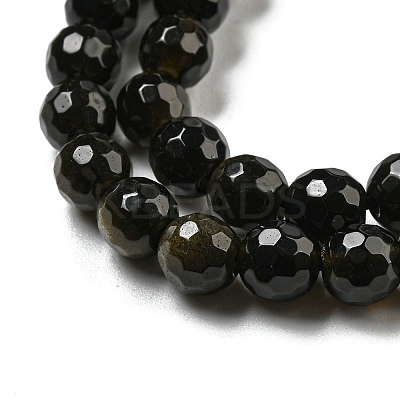 Natural Golden Sheen Obsidian Beads Strands G-E571-A01-01-1