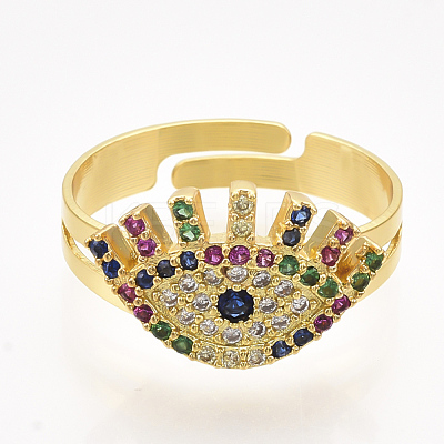 Adjustable Brass Micro Pave Cubic Zirconia Finger Rings RJEW-S044-026-1