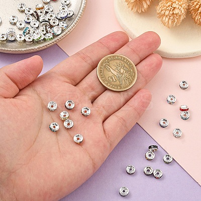 60Pcs 15 Colors Brass Rhinestone Spacer Beads RB-YW0001-12-1