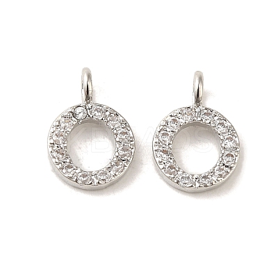 Initial Letter Brass Micro Pave Cubic Zirconia Pendants ZIRC-F008-O-1