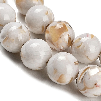 Assembled Synthetic Stone and Trochus Shell Beads Strands G-B128-08D-01-1