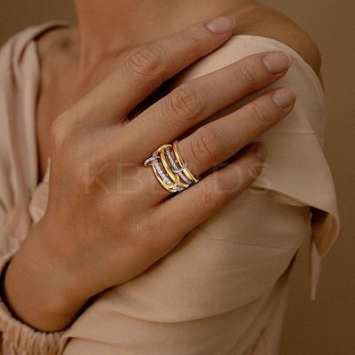 Brass Micro Pave Cubic Zirconia Finger Rings FS-WG6545E-36-1