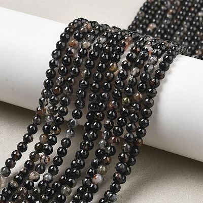 Natural Black Tourmaline Beads Strands X-G-Q031-A01-4mm-1
