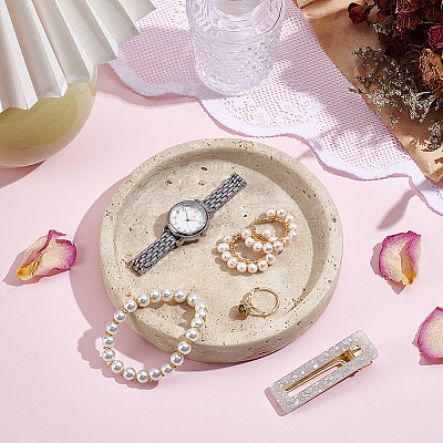 Marble Round Jewelry Plates DIY-WH0899-84-1