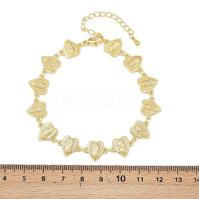 Virgin Mary Theme Brass Micro Pave Clear Cubic Zirconia Link Chain Bracelets for Women BJEW-A090-08C-G-1