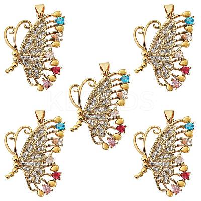 5Pcs Brass Micro Pave Cubic Zirconia Pendants ZIRC-SZ0002-45-1