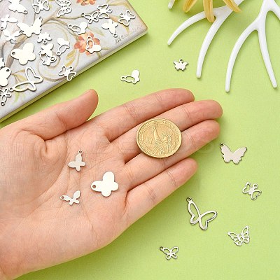 100Pcs 10 Styles 201 Stainless Steel Pendants STAS-CJ0002-22-1
