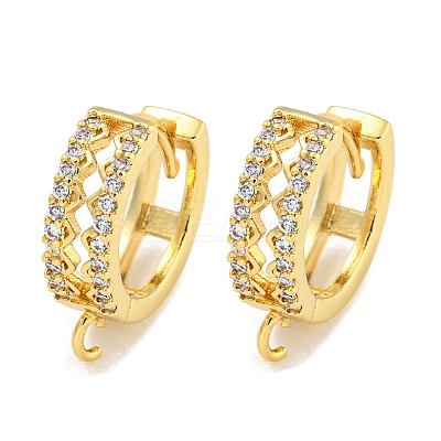 Rack Plating Brass Micro Pave Cubic Zirconia Hoop Earring Findings EJEW-C102-21A-G-1