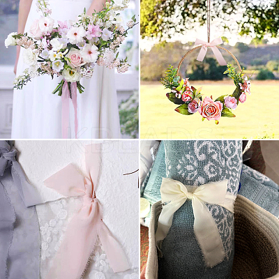 3 Rolls 3 Colors Polyester Frayed Fringe Ribbon OCOR-TA0001-55A-1