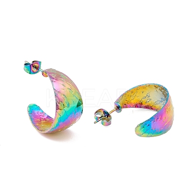 Ion Plating(IP) 304 Stainless Steel Chunky C-shape Stud Earrings EJEW-P198-13MC-1