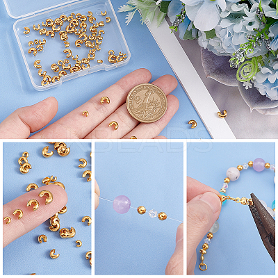 120Pcs 4 Styles 304 Stainless Steel Crimp Beads Cover STAS-UN0046-19-1