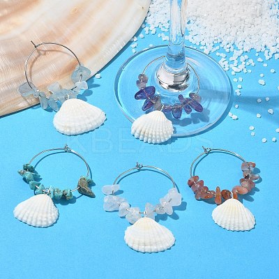 Natural Shell Wine Glass Charms AJEW-TA00019-1