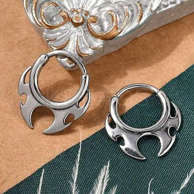 Fire Shaped 316 Surgical Stainless Steel Hoop Earrings LS-EJEW-G416-35P-1