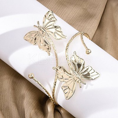 Butterfly Alloy Arm Cuff Bangles for Girl Women AJEW-A063-01H-G-1