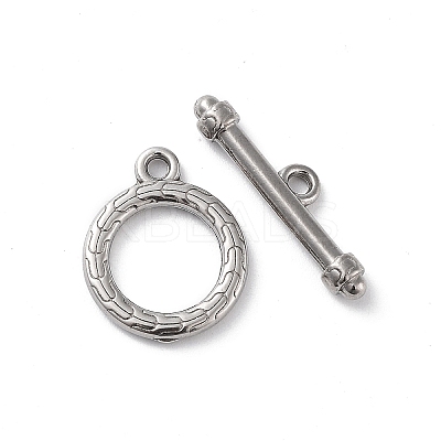 Non-Tarnish 304 Stainless Steel Ring Toggle Clasps STAS-A092-09E-P-1