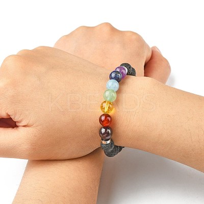 Chakra Jewelry Natural Lava Rock Bead Stretch Bracelets BJEW-JB02272-1